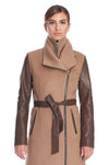 Miranda Tan Wool/Leather Coat